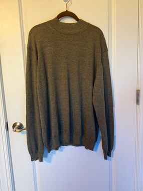 John Ashford Men XL 100% Italian Merino Wool Mock Neck Sweater Gray